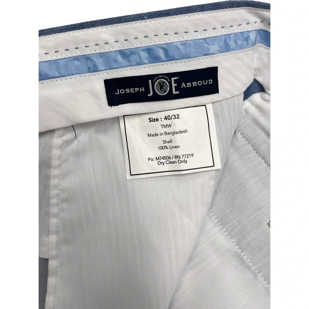 NEW Joseph Abboud 40x32 Light Blue 100% Linen Dress Pants Trousers Slim Fit